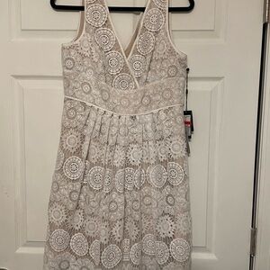 Adrianna Papell Cream Lace Midi Dress